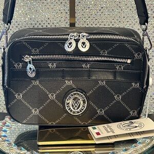 Valentino Orlandi Black Signature Guitar Strapped Crossbody Bag 9x6.5x2.5  NWT